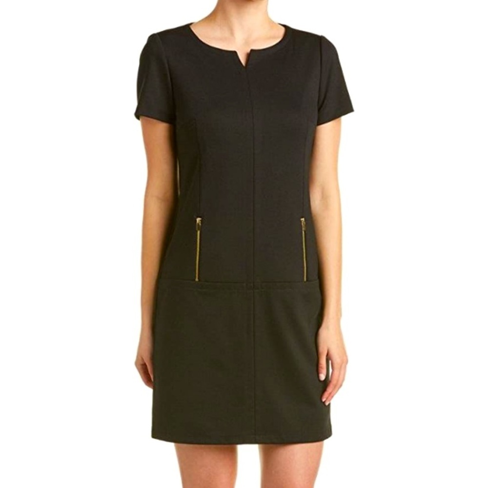 Tahari Ponte Sheath Small Black Dress New
